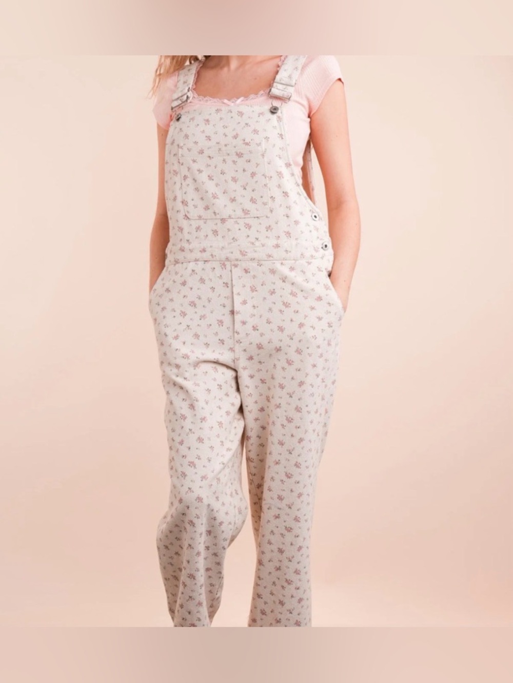 216. Floral Print Cream and pink Overall